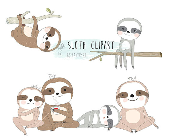 Drawing A Cartoon Sloth Sloth Clipart Instant Download Png File 300 Dpi My Spirit Animal