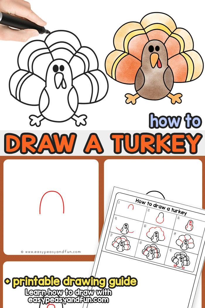 Drawing A Cartoon Turkey How to Draw A Turkey Easy Peasy and Fun Drawings Crafts for