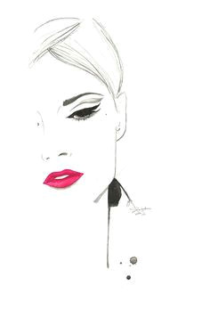Drawing A Cat Eye Print From original Watercolor and Pen Fashion Illustration by