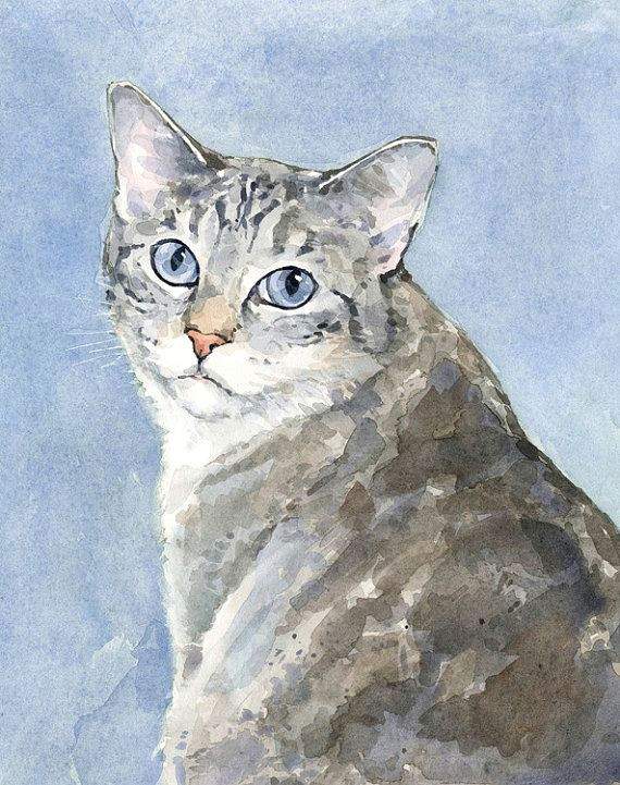 Drawing A Cat Portrait Custom Cat Portrait 8×10 Pet Watercolor Painting Akwarele Koty
