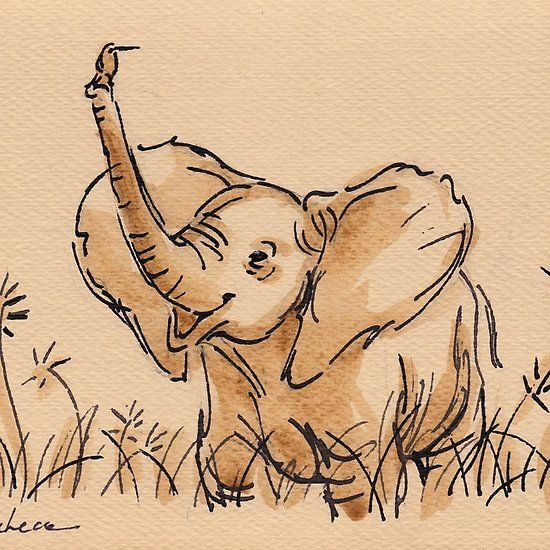 Drawing A Cute Elephant Baby Elephant S Blissful Day Baby Elephant Watercolor Painting 14