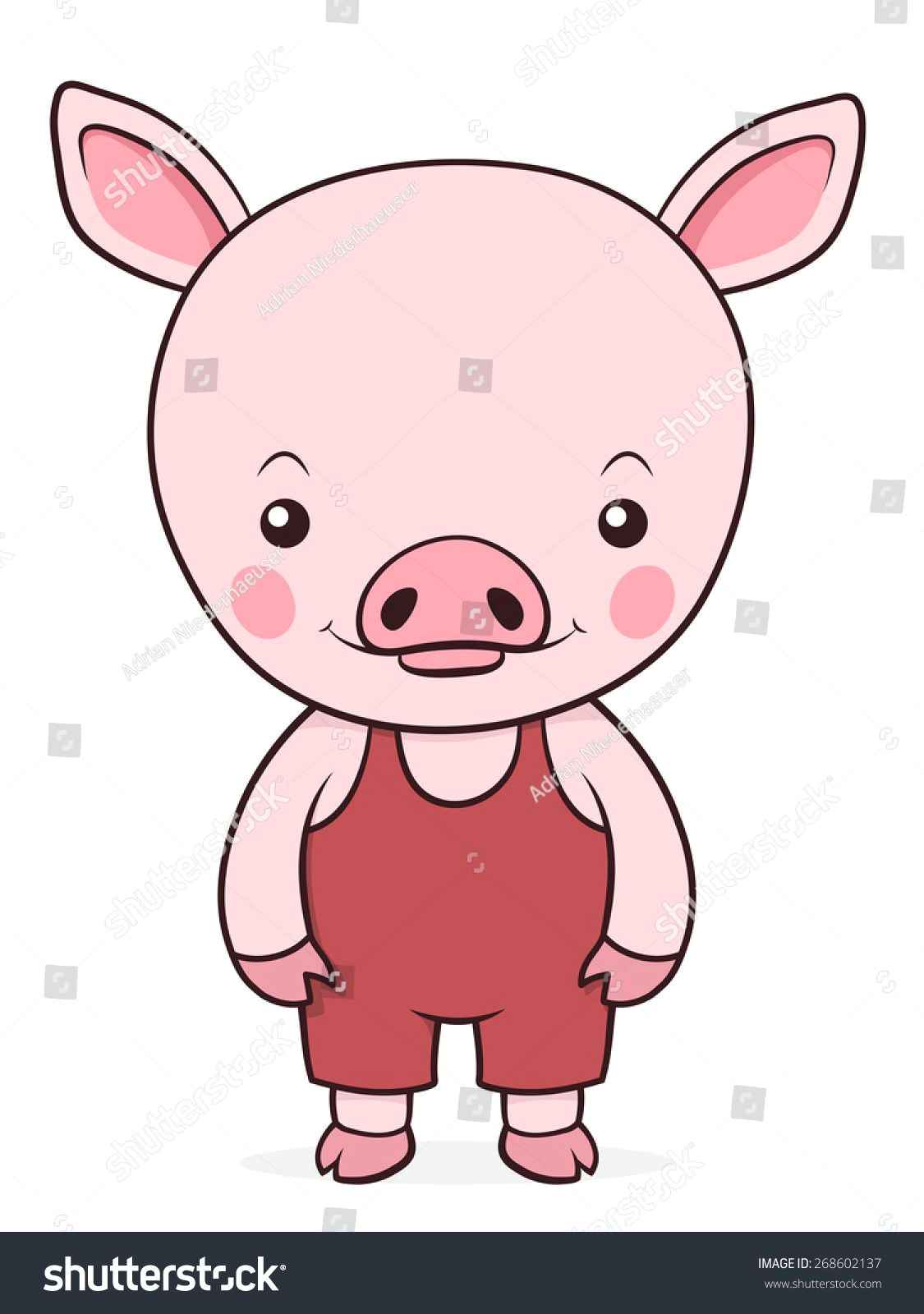 Drawing A Cute Pig Adorable isolated Little Pink Pig In Red Dungarees Standing Looking