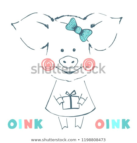 Drawing A Cute Pig Cute Pig Vector Illustration Stock Vector Royalty Free 1198808473