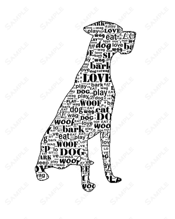 Drawing A Dog From the Word Personalized Great Dane Dog Great Dane Silhouette Word Art 8 X 10