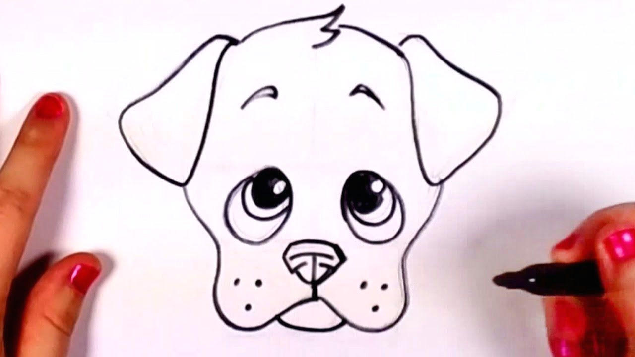 Drawing A Dog Using Shapes Draw A Dog Face Doodles Drawings Puppy Drawing Easy Drawings