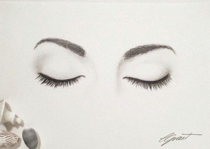 Drawing A Eyelash Closed Eyes original Artwork Graphite Drawing Fine Art Eyes Art