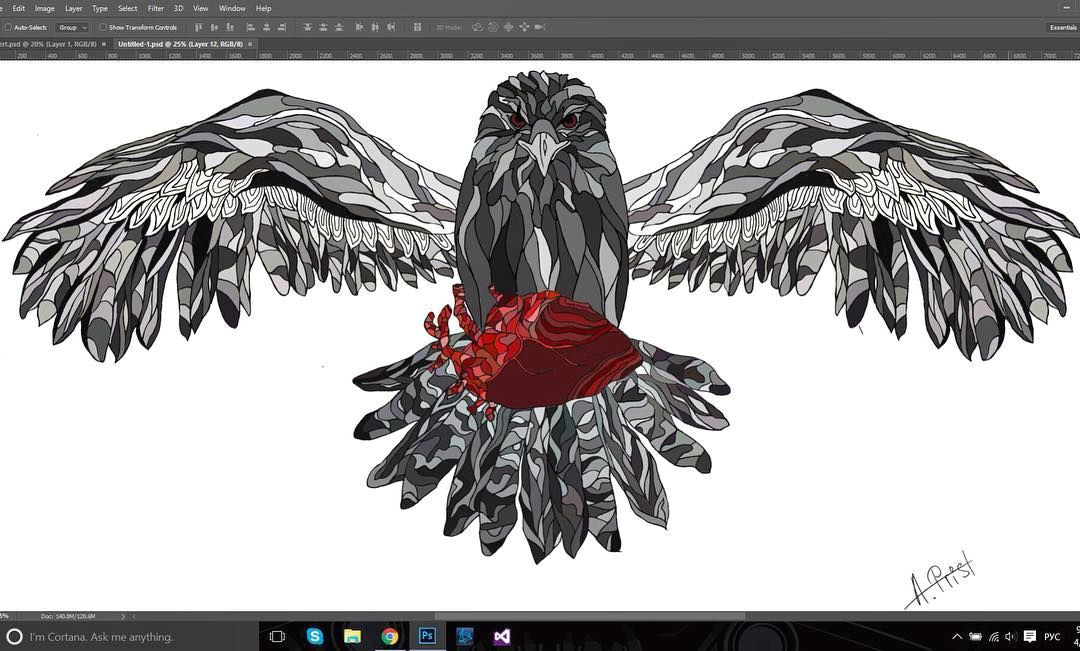 Drawing A Heart On Window My New Work Art Drawing Eagle Wacompro Wacom Heart Blood