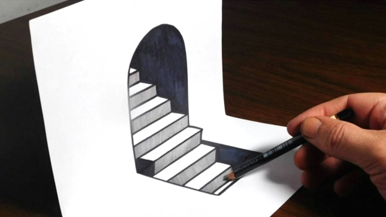Drawing A Hole In Lined Paper How to Draw 3d Steps On Paper Easy Trick Art Optical Illusion