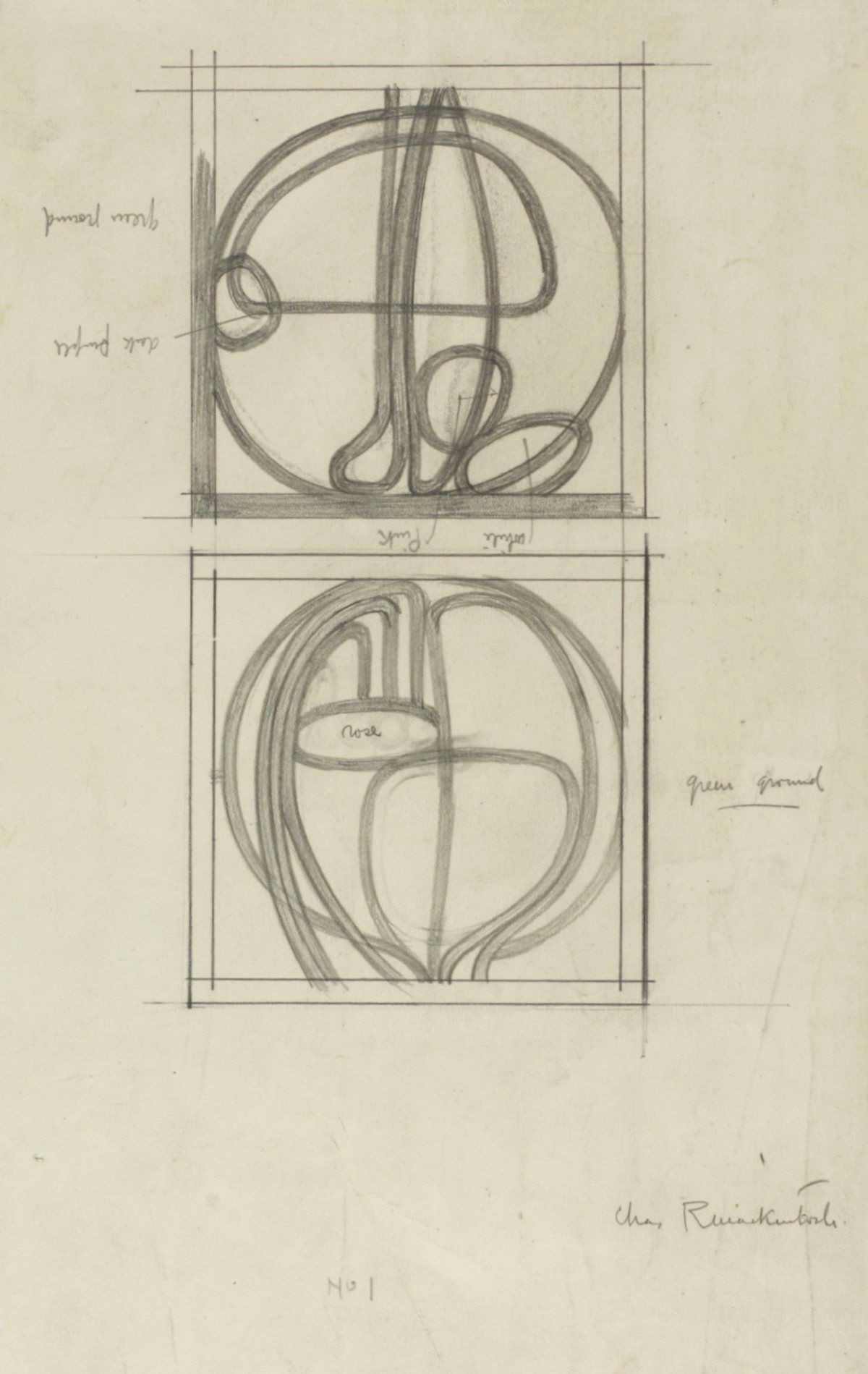 Drawing A Mackintosh Rose Charles Rennie Mackintosh 1868 1928 Design Drawings for Two