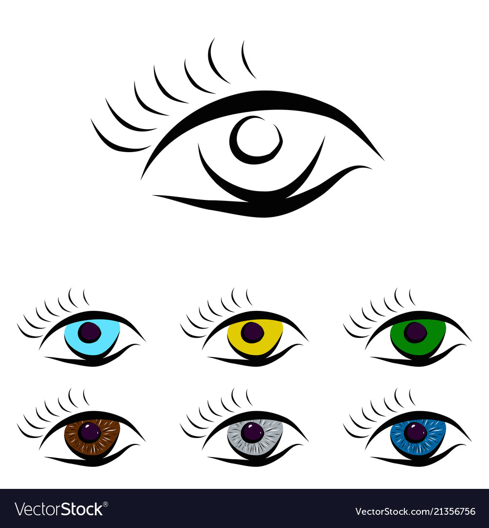 Drawing A Pair Of Eyes Set Od Different Color Eyes Royalty Free Vector Image