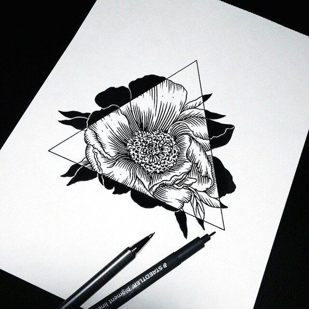 Drawing A Rose with Pen Art Drawing Flowers Hipster Sketch Triangle Amazing