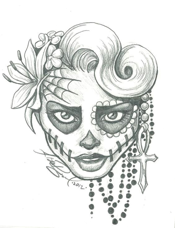 Drawing A Skull Easy Sugar Skull Lady Drawing Sugar Skull Two by Leelab On Deviantart