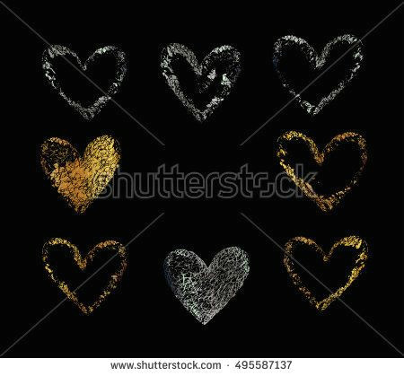 Drawing A Vector Heart Gold Silver Vector Heart Golden Set Of the Hand Drawing Hearts