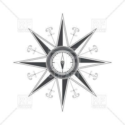 Drawing A Wind Rose Simple Compass Rose Wind Rose Vector Illustration Of Objects
