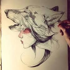 Drawing A Wolf Girl Wolf Girl Drawing Google Search Tatto Drawings Art Art Drawings
