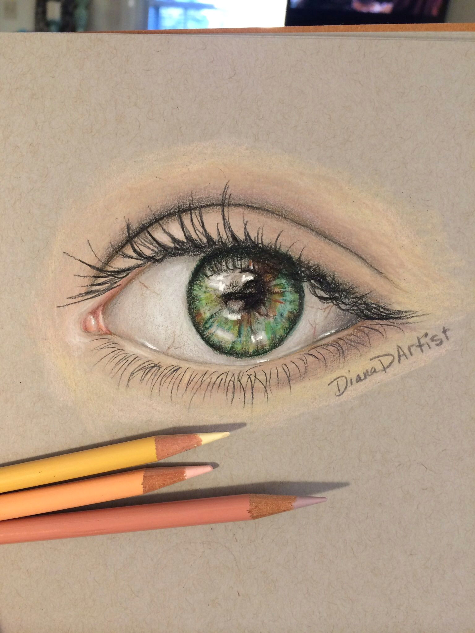 Drawing An Eye In Colored Pencil Colored Pencil Eye Study Www Overcomersart Com Dianadartist