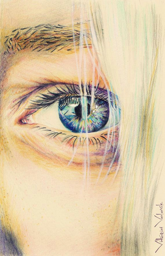 Drawing An Eye Realistically with Colored Pencils Realistic Color Illustration Custom Color Pencil Portrait Drawing