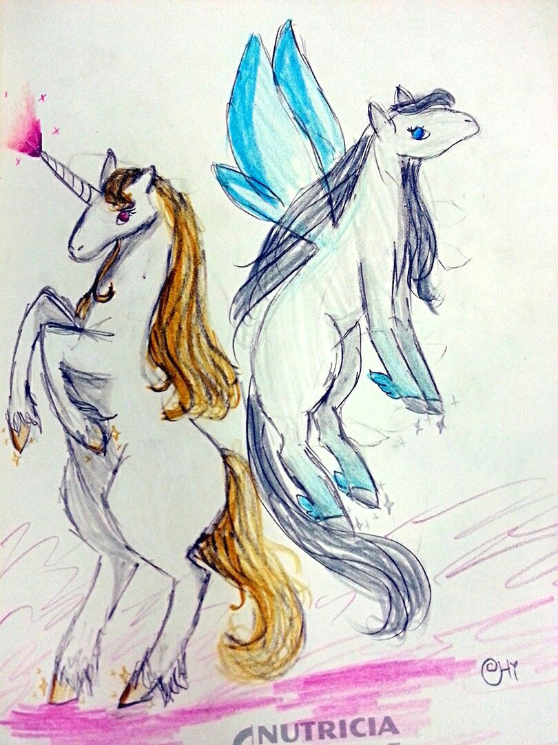Drawing Animated Dragons A Drawing Made by Me Of A Unicorn and A Pegasus This Drawing is