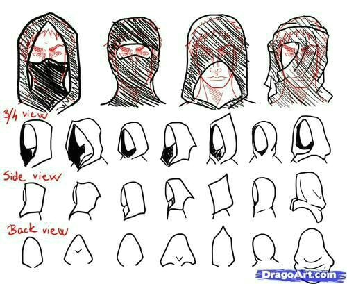 Drawing Anime 3 4 View How to Draw A Hood Mask Text How to Draw Manga Anime How to Draw