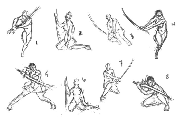 Drawing Anime Fighting Pose Anime Sword Fighting Poses Drawing Basics How to S Pinterest