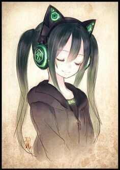 Drawing Anime Girl with Headphones Anime Girl Anime Pinterest