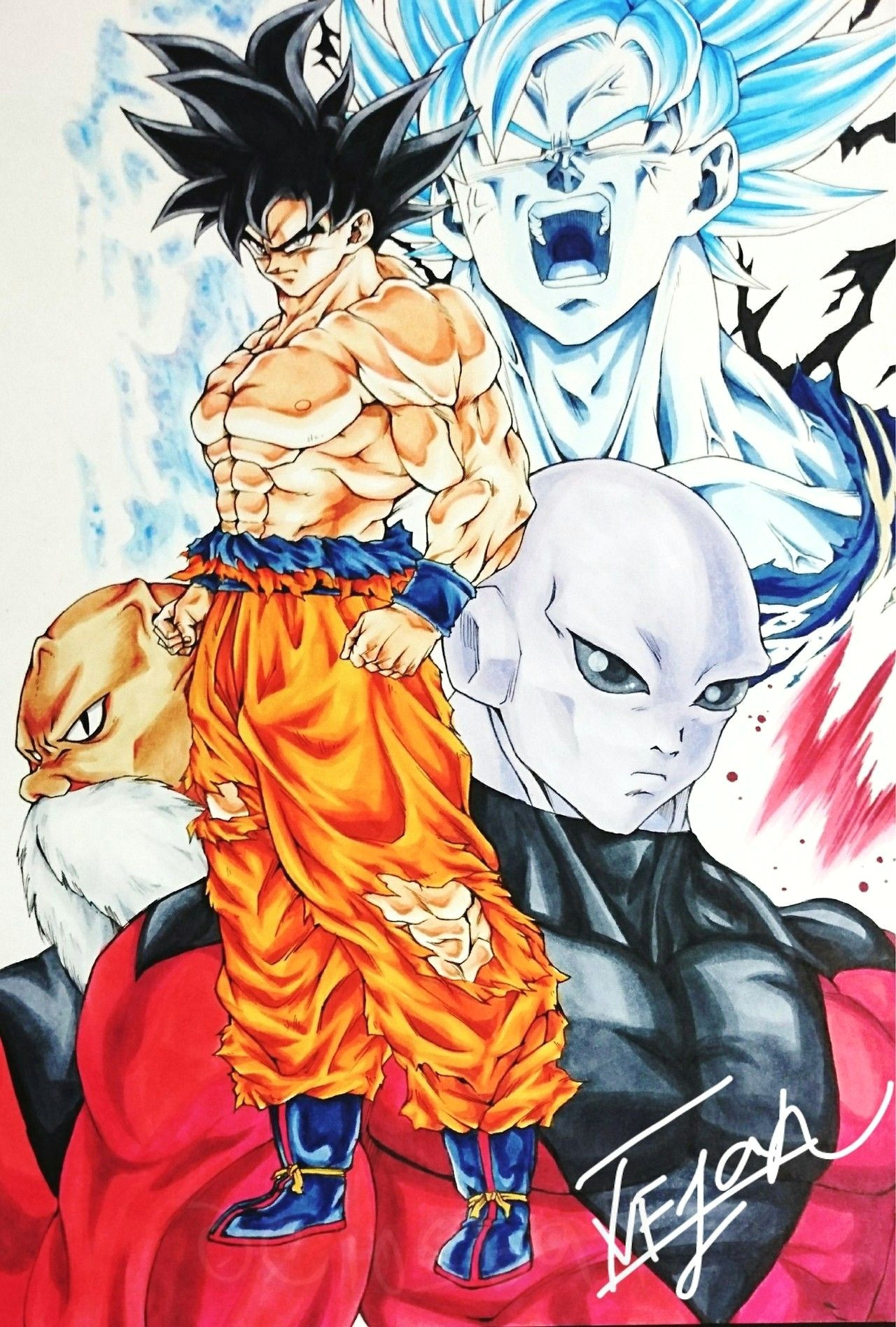 Drawing Anime Goku Goku Jiren and toppo Dragonball Dragon Ball Dragon Ball Z Dragon