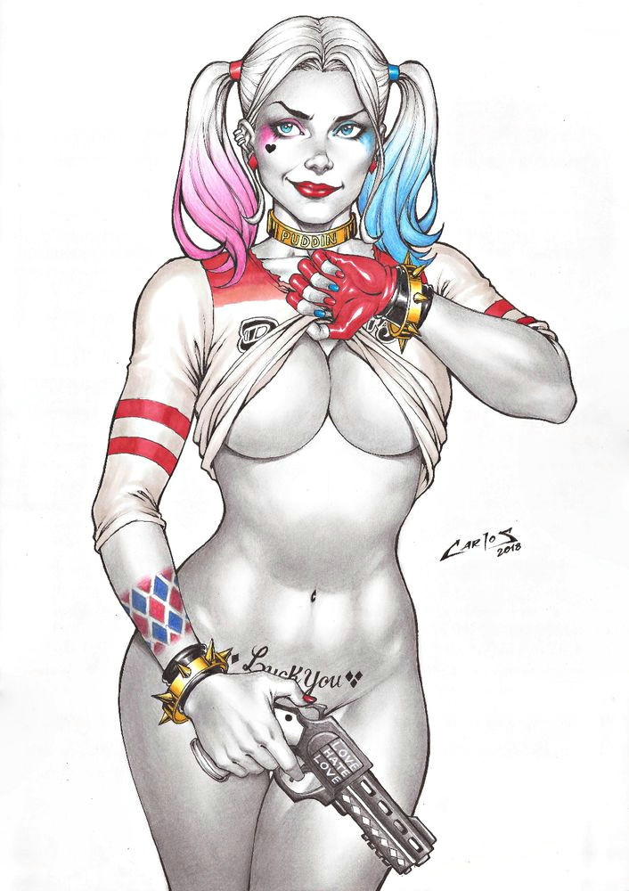Drawing Anime Harley Quinn Harley Quinn by Carlos Augusto Art Pinup Drawing Comic Stuff