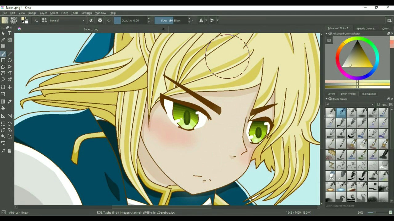 Drawing Anime On Krita Fate Stay Night Unlimited Blade Works Saber Enhancement On Krita