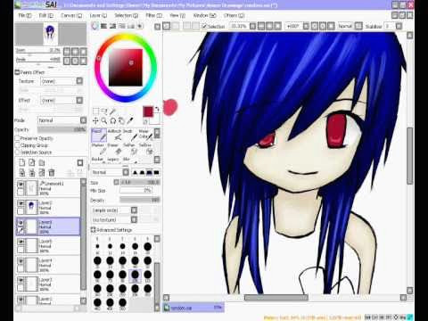 Drawing Anime On Paint tool Sai Anime Girl Speed Draw Paint tool Sai Youtube