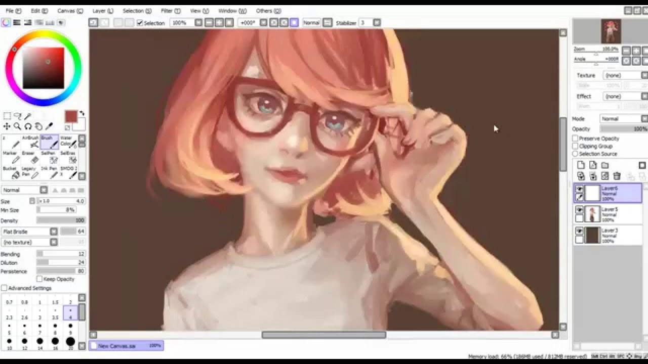 Drawing Anime Paint tool Sai Speedpaint Paint tool Sai Glasses Youtube