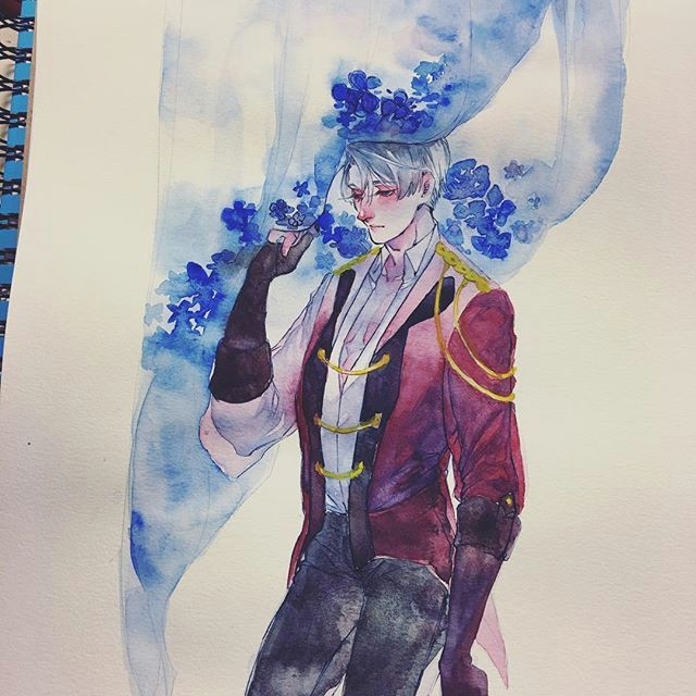 Drawing Anime Watercolor Lonely King On top Of the World Yurionice Art Of All Kinds Yuri