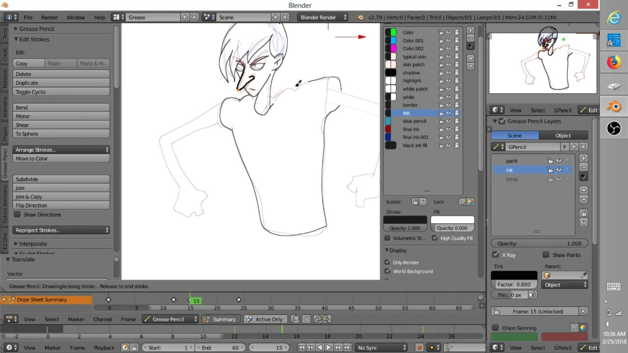 Drawing Anime with Krita Blender Krita Anime Worflow with Tablet Screen Blender Grease