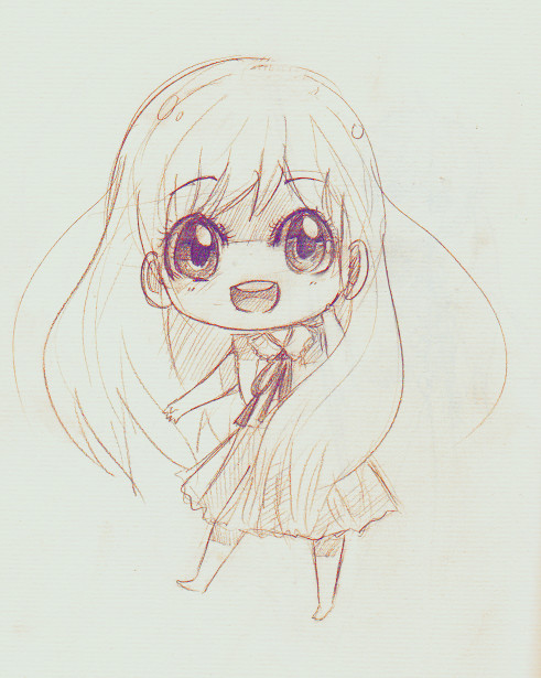 Drawing Anime with Pencil A Anime Art A Chibi Big Eyes Smile Drawing Pencil