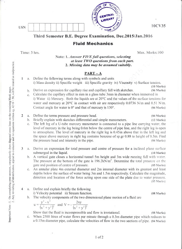 Drawing B Tech Question Papers 3rd Semester Dec Jan 2016 Civil Engineering Question Paper