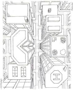 Drawing Birds Eye View City Directly Overhead Birds Eye View Perspective Drawing 6th Grade