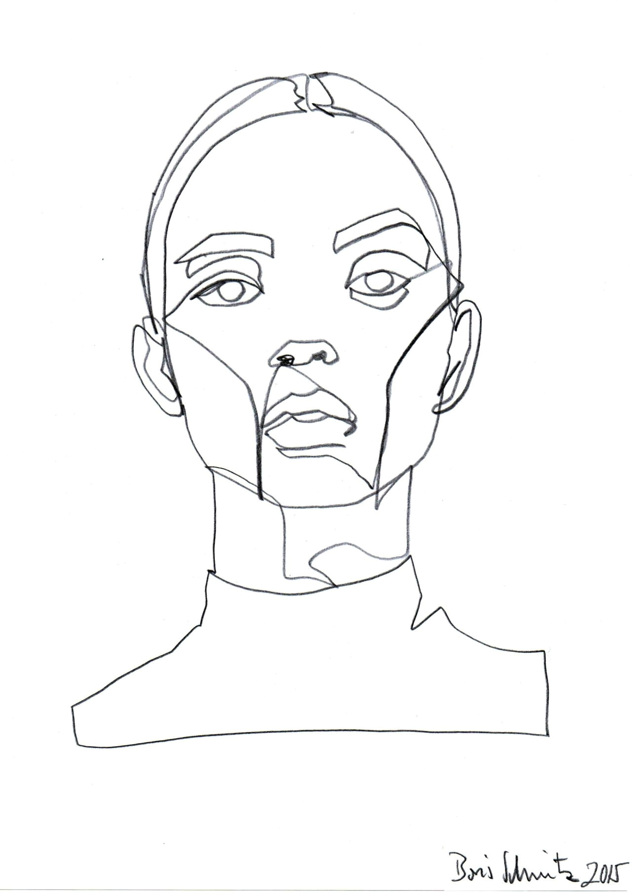 Drawing Blind Eyes Borisschmitz Gaze 324 Continuous Line Drawing by Boris Schmitz