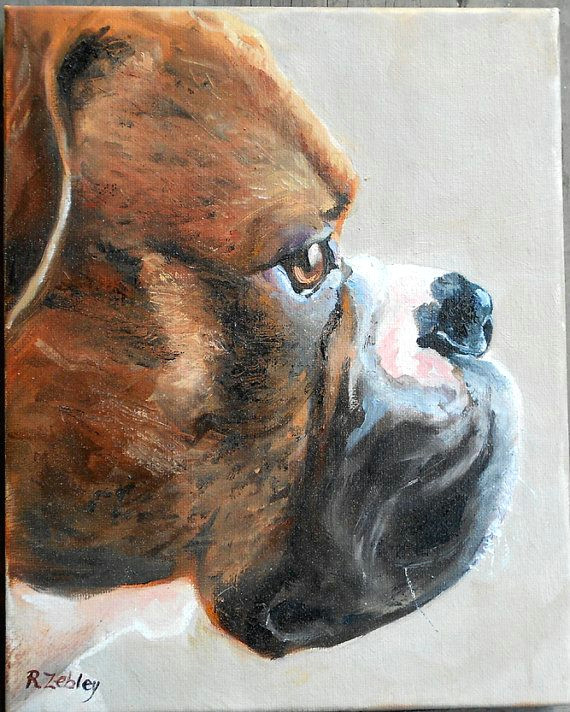 Drawing Boxer Dogs Large Custom Pet Portraits Oil Painting by Me Etsy Artist Robin