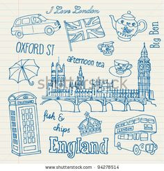 Drawing British Things 19 Best Vectors Images Vectors Doodles London Drawing