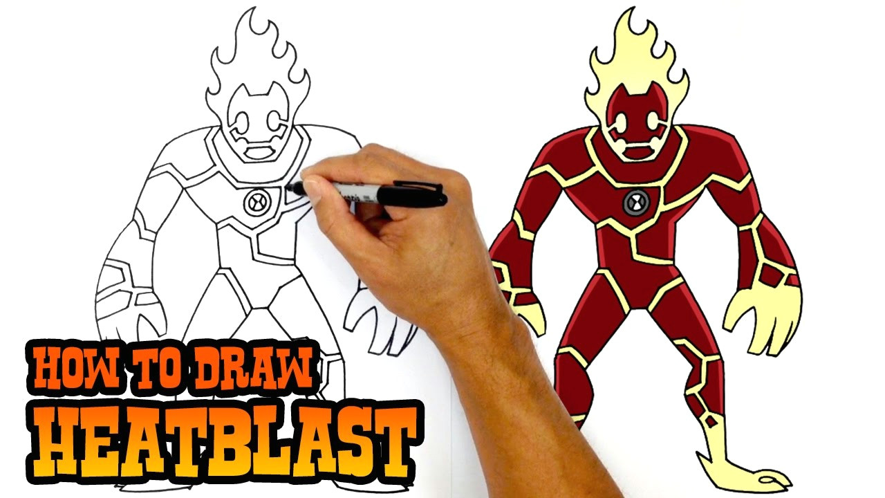 Drawing Cartoon 2 Characters How to Draw Heatblast Ben 10 Youtube