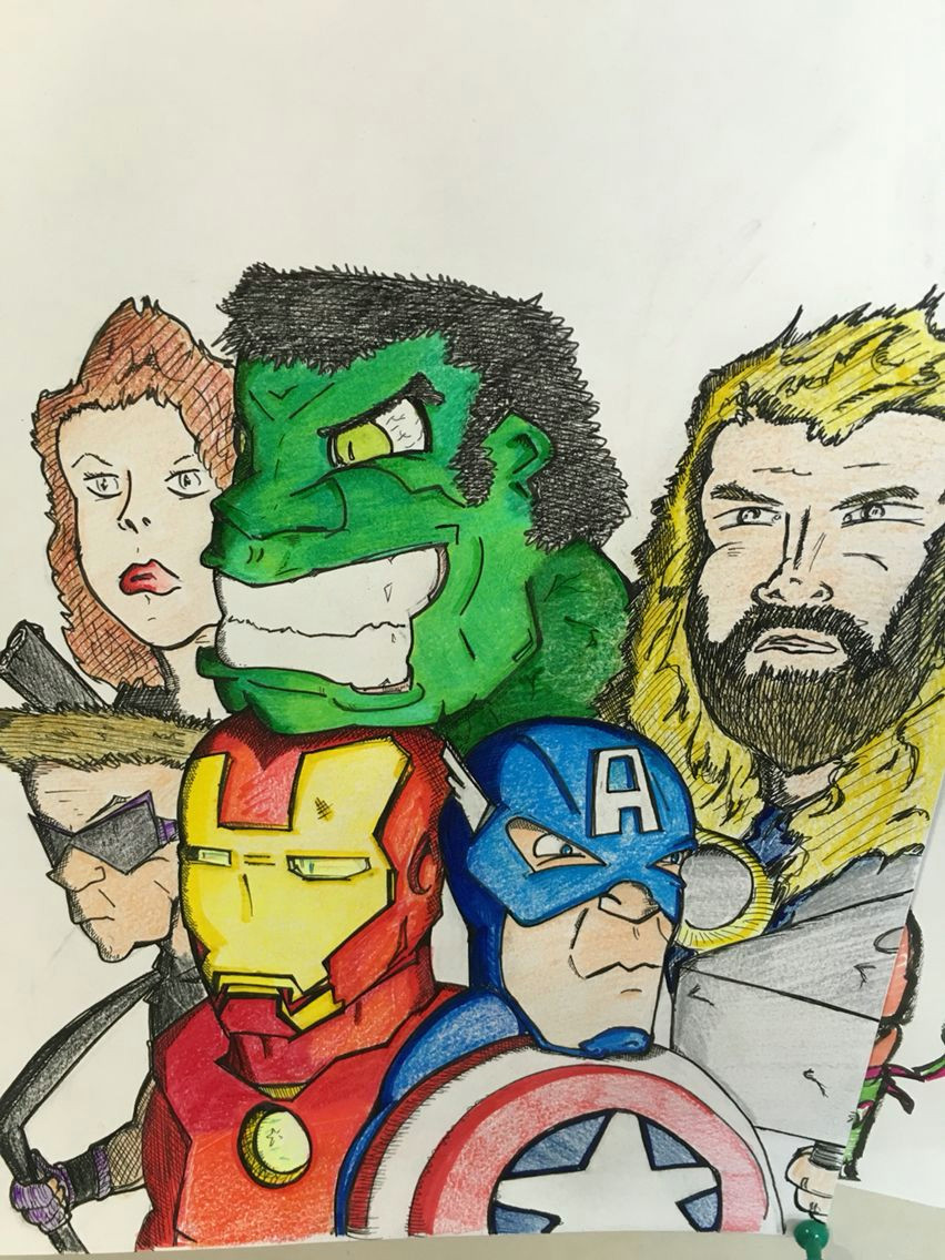 Drawing Cartoon Avengers Avengers Fan Art Hulk Captain America Hawkeye Iron Man Black