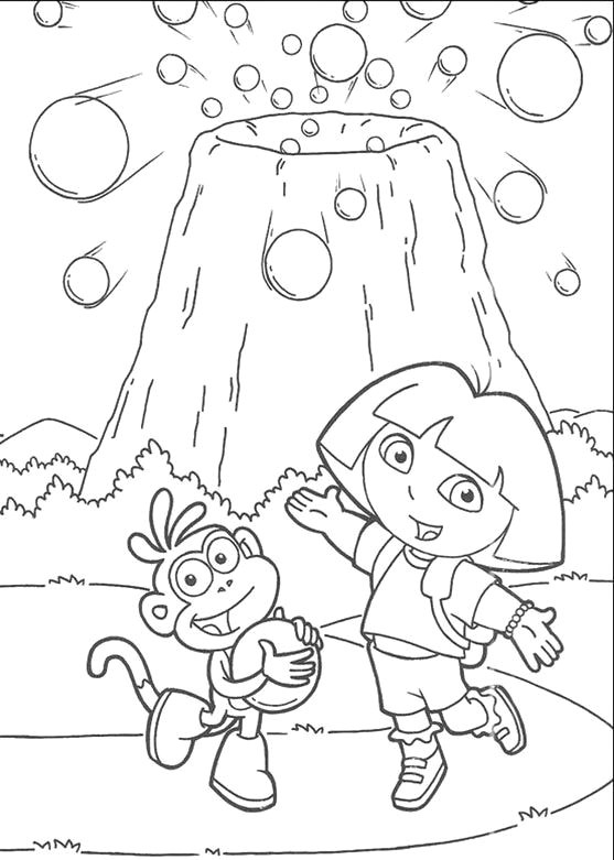 Drawing Cartoon Dora Dora and Boots are Near Mount Coloring Pages Dora the Explorer