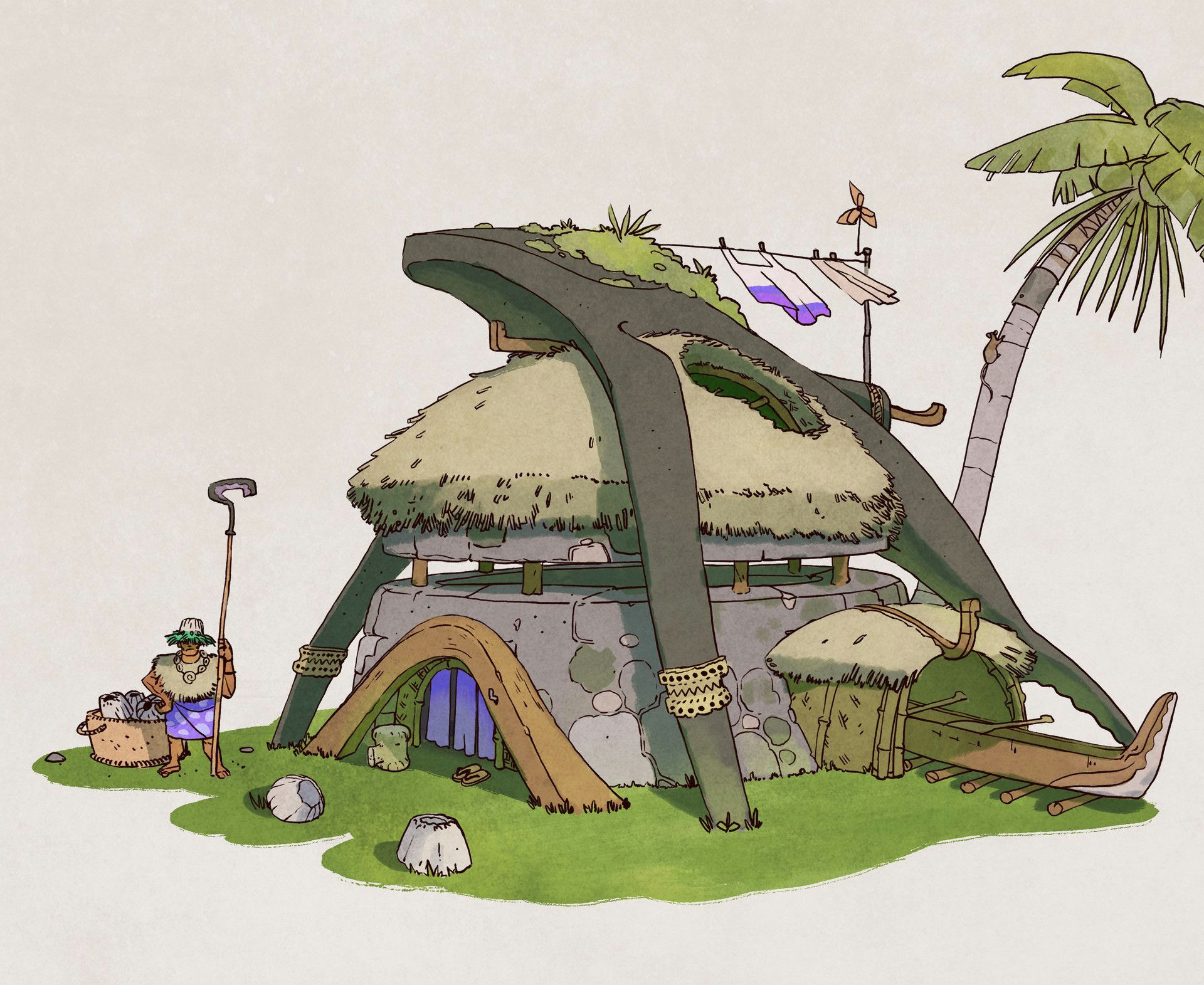 Drawing Cartoon Environments Artstation Whale Hut Victorin Ripert Fantasy Architecture
