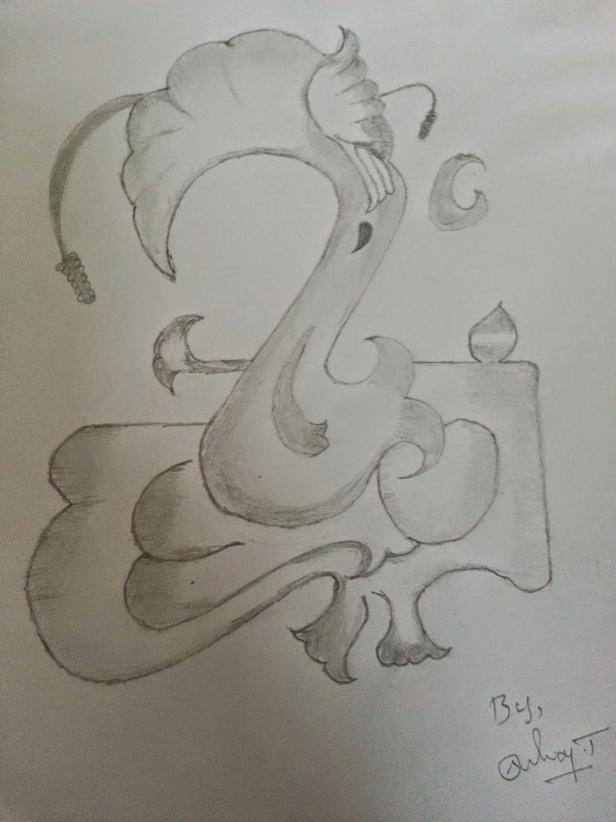 Drawing Cartoon Ganesh Beautiful Ganapathi Pencil Drawings Lord Ganesha Pencil Sketch