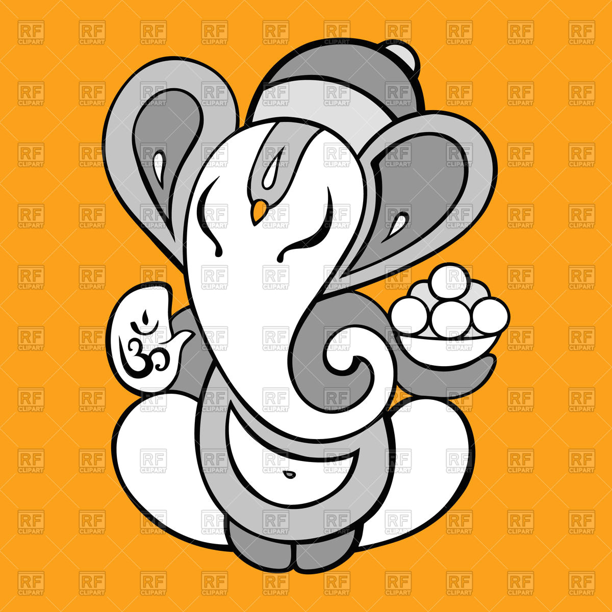 Drawing Cartoon Ganesh Cartoon Ganesha On Yellow Background Vector Illustration Of Plants