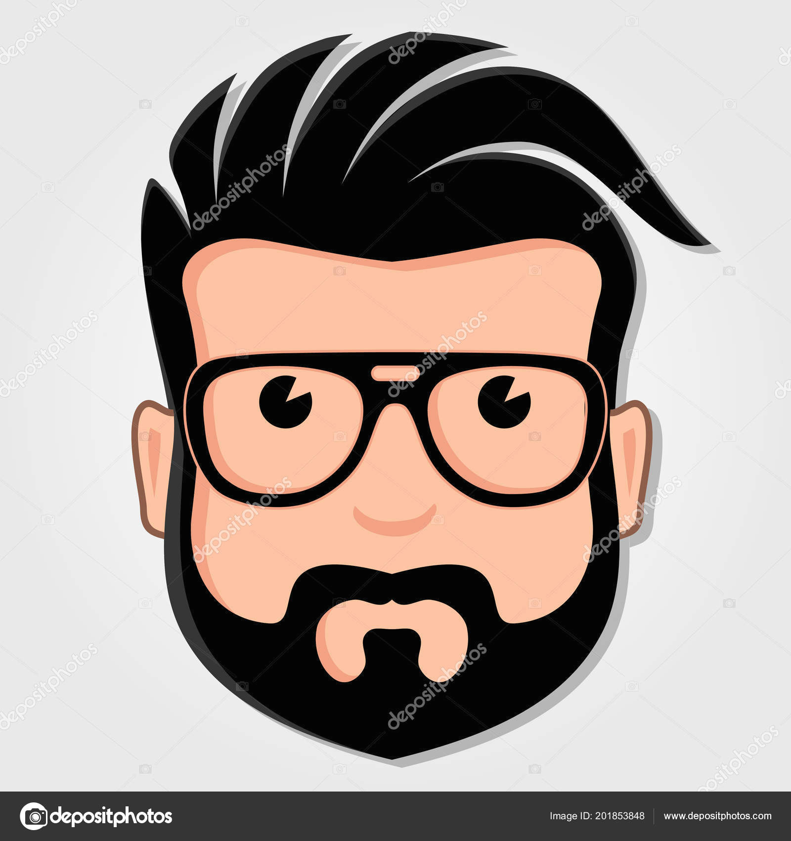 Drawing Cartoon Glasses Man Cartoon Face with Glasses Vector Illustration Grafika
