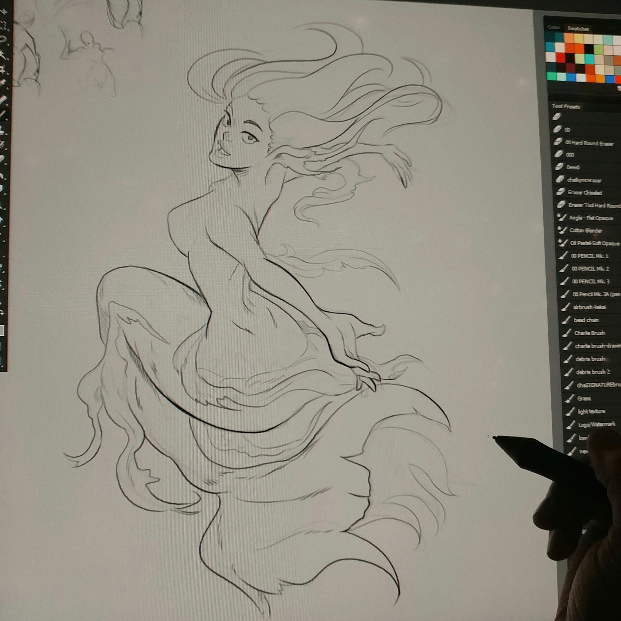 Drawing Cartoon Grass Danhowardart On Twitter This Morning S Mermay Sketch Drawing