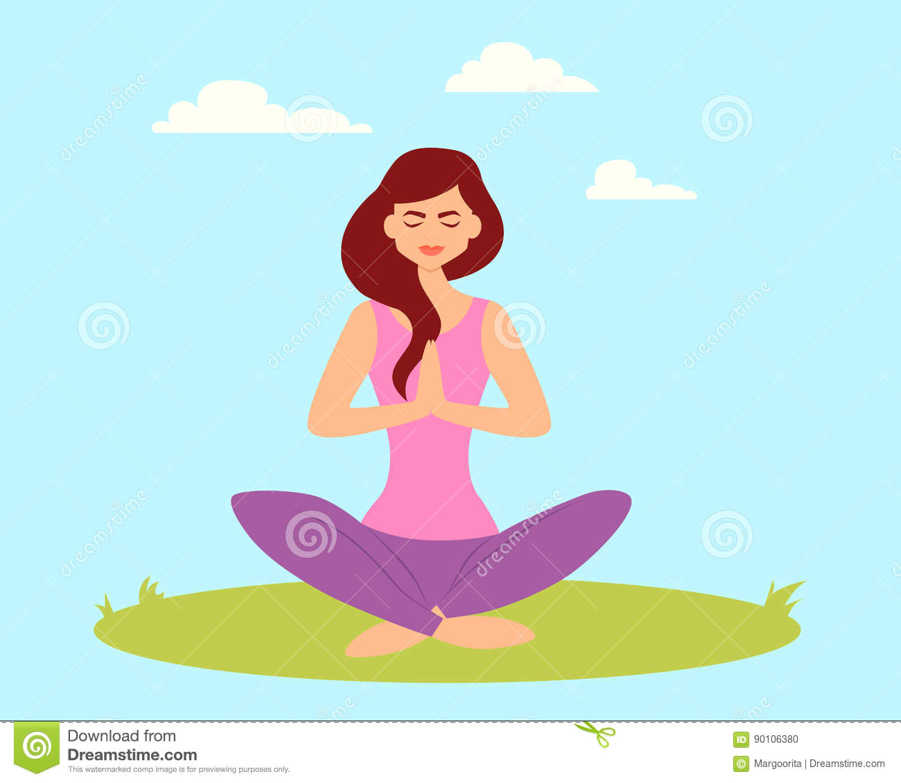 Drawing Cartoon Grass Woman Doing Yoga In the Park Stock Vector Illustration Of Energy