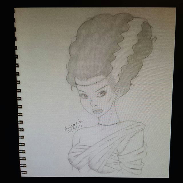 Drawing Cartoon Hair In Illustrator Bride Of Frankenstein by Me Studying Sketch Drawing