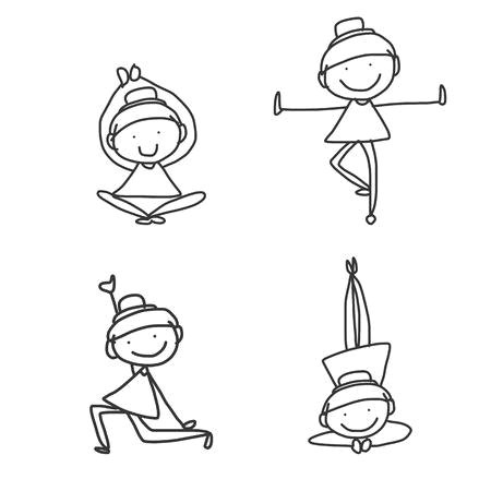 Drawing Cartoon Humans Hand Drawing Cartoon Happy People Yoga Royalty Free Cliparts