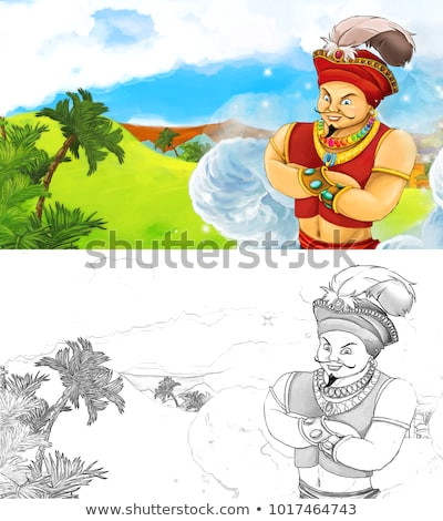 Drawing Cartoon Landscapes Cartoon Scene Happy King Od Prince Stock Illustration Royalty Free